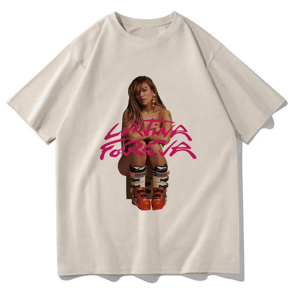 Fashion Karol G LATINA FOREVA T Shirt 2025 New Song Retro Men/women Clothing Harajuku Clothes Summer Cotton Graphic T Shirts