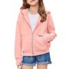 Girls' Color Long Sleeve Half-Zip Hooded Sweatshirt for Casual Everyday Wear