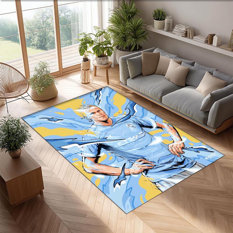 Erling Haaland Printed Flannel Area Rug Non Slip Soft Polyester Floor Carpet Indoor Decor Mat for Bedroom Living Room Sofa