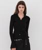 ITOV SEOUL Flare Belted Cardigan Black