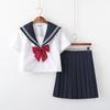 White Two-Piece JK Uniform: Authentic Long Skirt Sailor Suit for Women