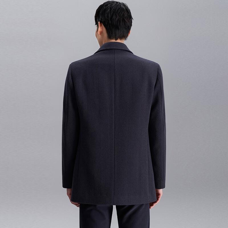Baoxiniao Men's Single-Breasted Wool Blend Overcoat with Suit Collar