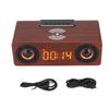 Wireless   Speaker 10W Wireless Charging Wooden Retro Alarm Clock Speaker for Mobile Phones Tablets