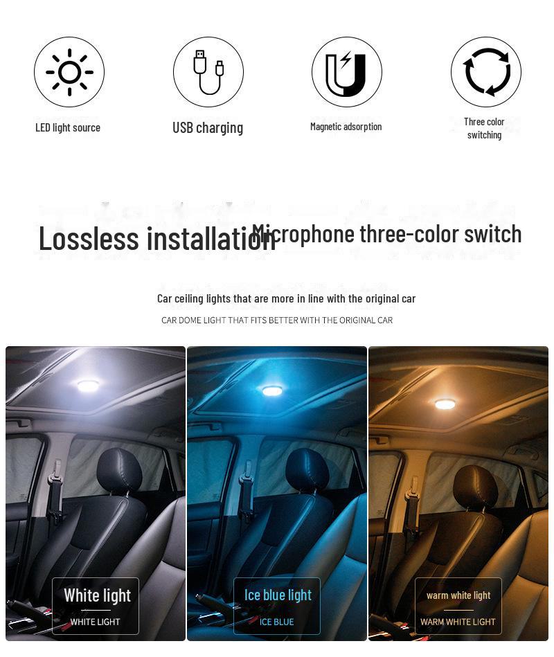 Car Interior LED Touch Light: Reading, Trunk, Roof, Ceiling Atmosphere Lamp