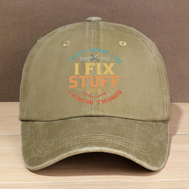 Vintage Ich repariere Sachen und ich wei Dinge Gewaschener BaseballCap Verstellbarer Sitz Leichtes Polyester Perfekt fr