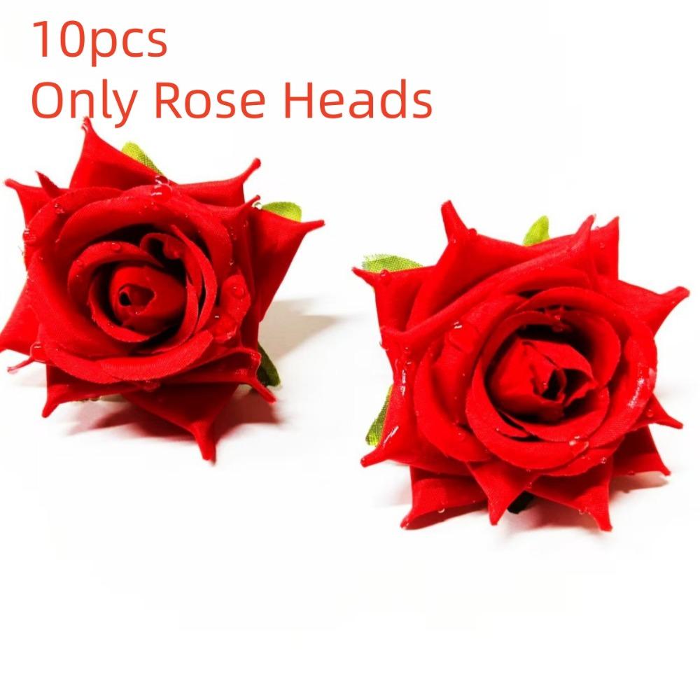 10pcs 3D Dew Drops Artificial Rose DIY Elegant Flower Arrangement  Home Decor
