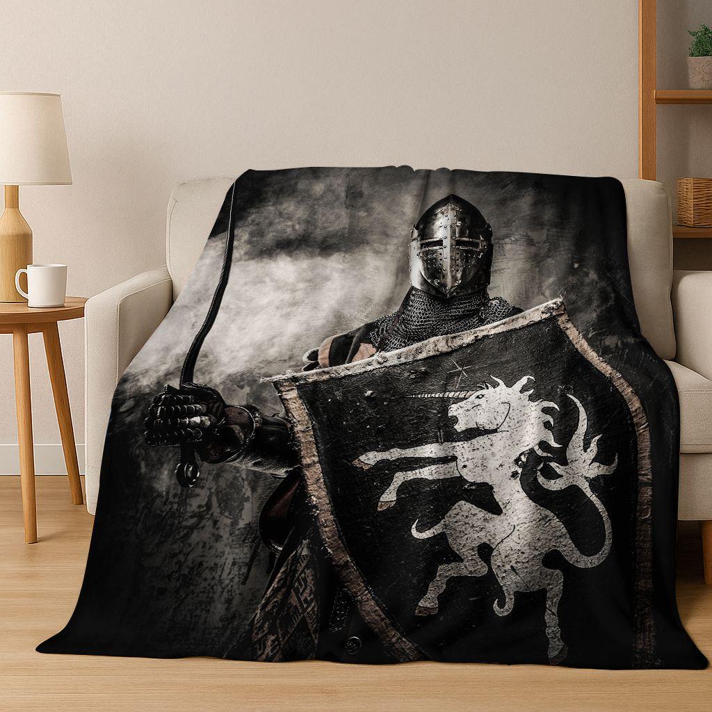 Templar Blood Knight Honor Holy Crusader Cartoon Flannel Blanket,Cozy Soft Throw Blanket for Home Bedroom Bed Sofa Cover Gift