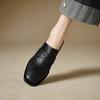 Fashion 2025 Spring Genuine Leather Shoes Women Slippers High Heels High Square Toe Mules Ladies Office Dress Shoes Slides Women Pumps