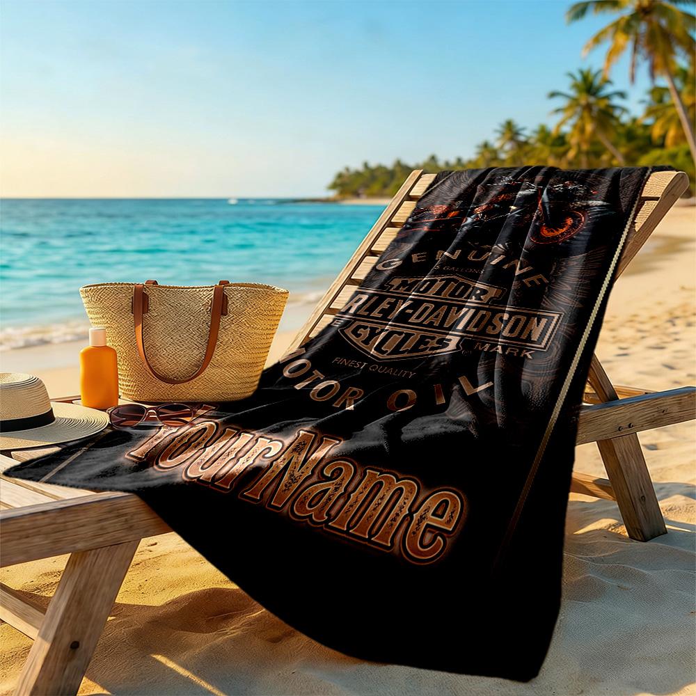 Harley-davidson Motorcycles Customize Your Name Beach Towel Super Soft Microfiber Quickdry Fabric