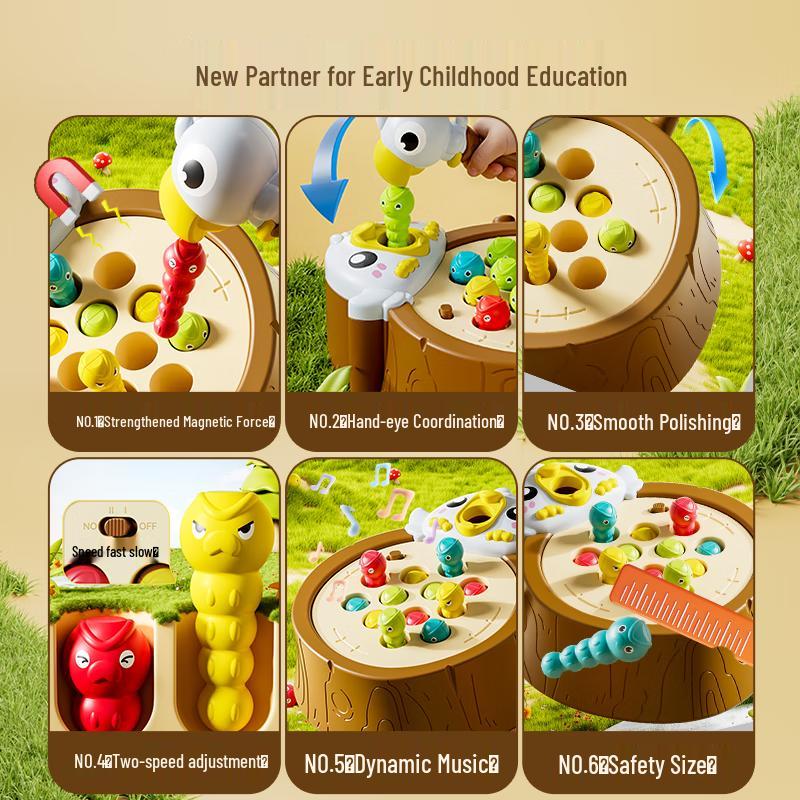 OUSAQI Magnetic Woodpecker Bug Catching Game