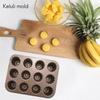 Canele Mold Cake Pan, 12-Cavity Non-Stick Cannele Muffin Bakeware Cupcake Pan for Oven Baking(Champagne Gold)