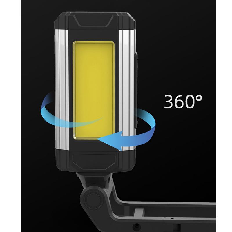 Portable COB Magnetic Work Light Rechargeable LED Flashlight Super Bright Camping Waterproof Car Repair Lamp with Brackets