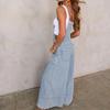 Modische Retro zerrissene lockere Wide Leg Jeans-Latzhose für Damen