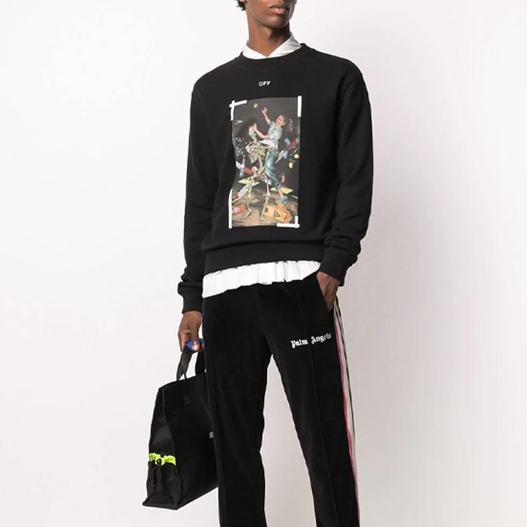 Off-White Pascal Print Slim Crewneck Black/White Men Tops OMBA025F20FLE0121001