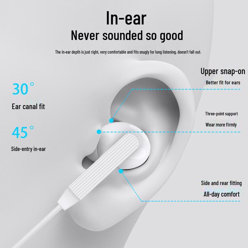 Yongteng Type-C In-Ear Wired Earphones with Mic - Universal Heavy Bass Stereo for Phones and Computers