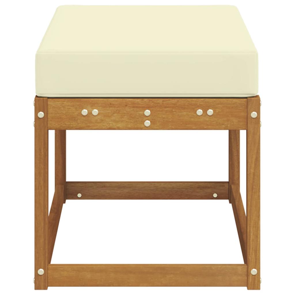 Outdoor Stool Bench with Cushions Natural and Cream 79 x 43 x 37 cm