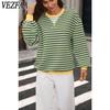 Women's Fashion Casual Spring Autumn Stripe Print Long Sleeve O-Neck Blouses & Shirts