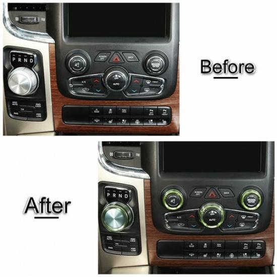 5pcs Headlight/Center Console Switch Knob Trim Ring for Dodge RAM 1500 2013-17