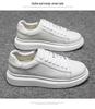 Hvite Herresneakers i Ekte Skinn, Lei Jun-stil: Lav topp, tykk såle, allsidig for jobb og sport.
