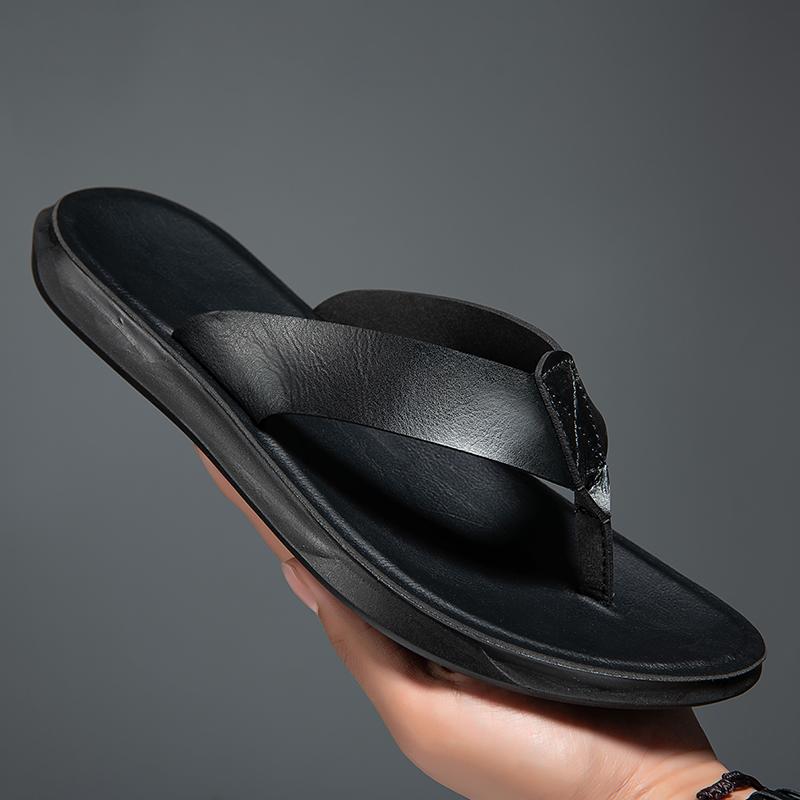 Summer Men Flip Flops Slippers Leather Light Comfortable Beach Flats Indoor Sliper Outdoor Men's Flip Flop Chanclas Hombre Piel