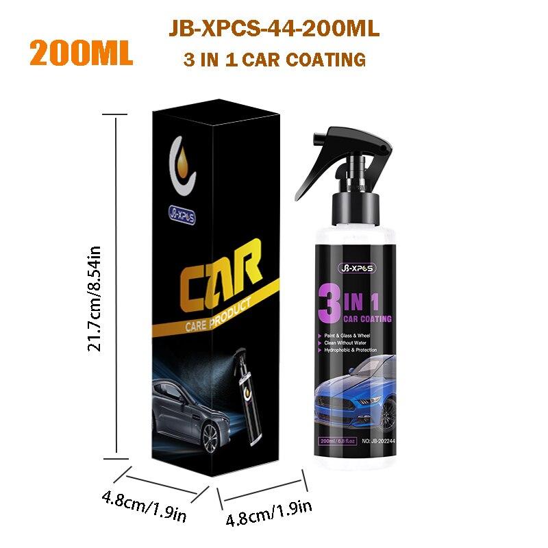 3 In 1 Car Ceramic Coating Nano Super Hydrophobic Protection Polishing Spraying Quick Coat Glass ,Wheel & Paint Care JB XPCS 44