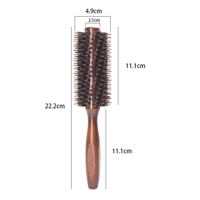 Natural Boar Bristle Hair Round Brush Wood Handle Round Barrel Hair Comb Hair Roller Brush Hairdressing Styling Tools