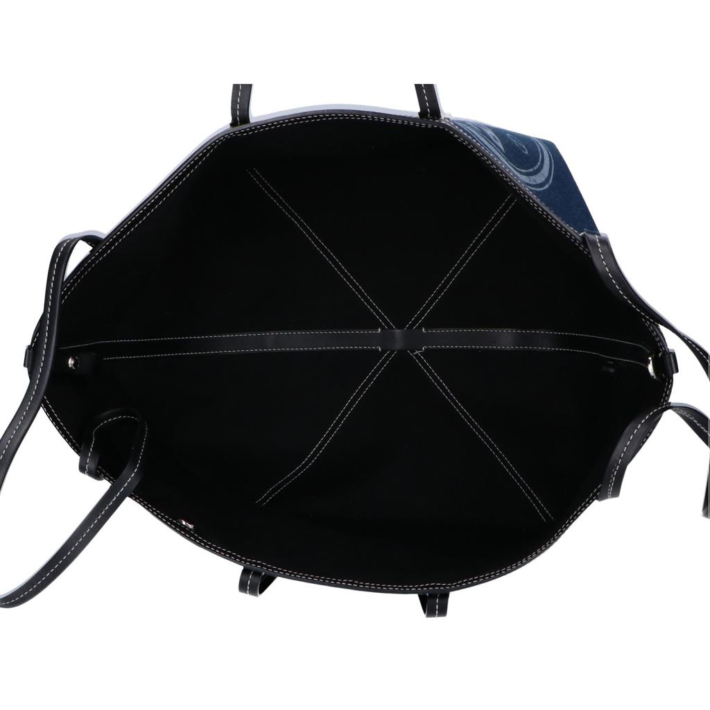 BURBERRY Aged Logo Denim Tote Bag Indigo / BlackUsed