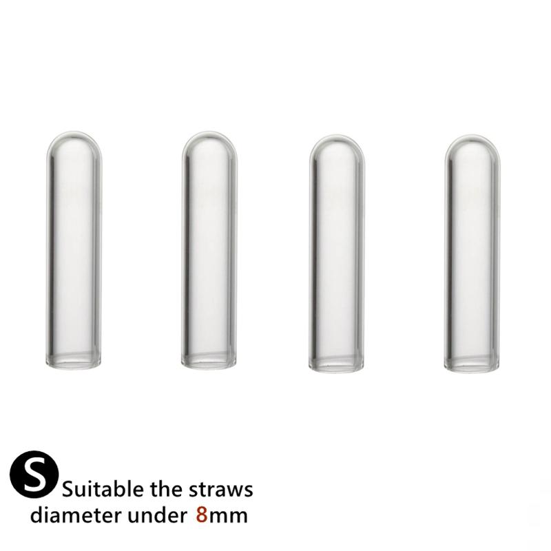 4PCS Glass Straw Tips Cover Reusable Drinking Straw Tips Cap Clear Lids Dust-Proof Plugs for Stainless Steel Straws Glass Straw