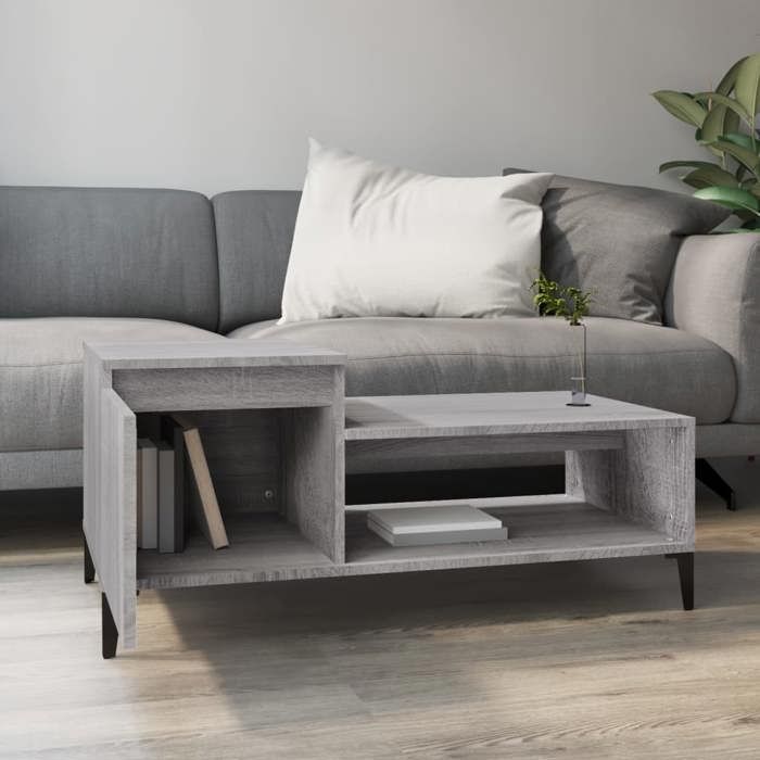 821138 vidaXL Coffee Table Sonoma Grey 100x50x45 Cm Engineered Wood