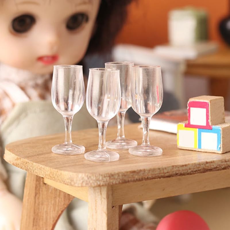 NOLITOY Miniature Wine Set of Clear Plastic Champagne Dollhouse Miniature Food Parfait Decorative Parts for and DIY Glasses, 40, 1/12 Scale, Goblets,