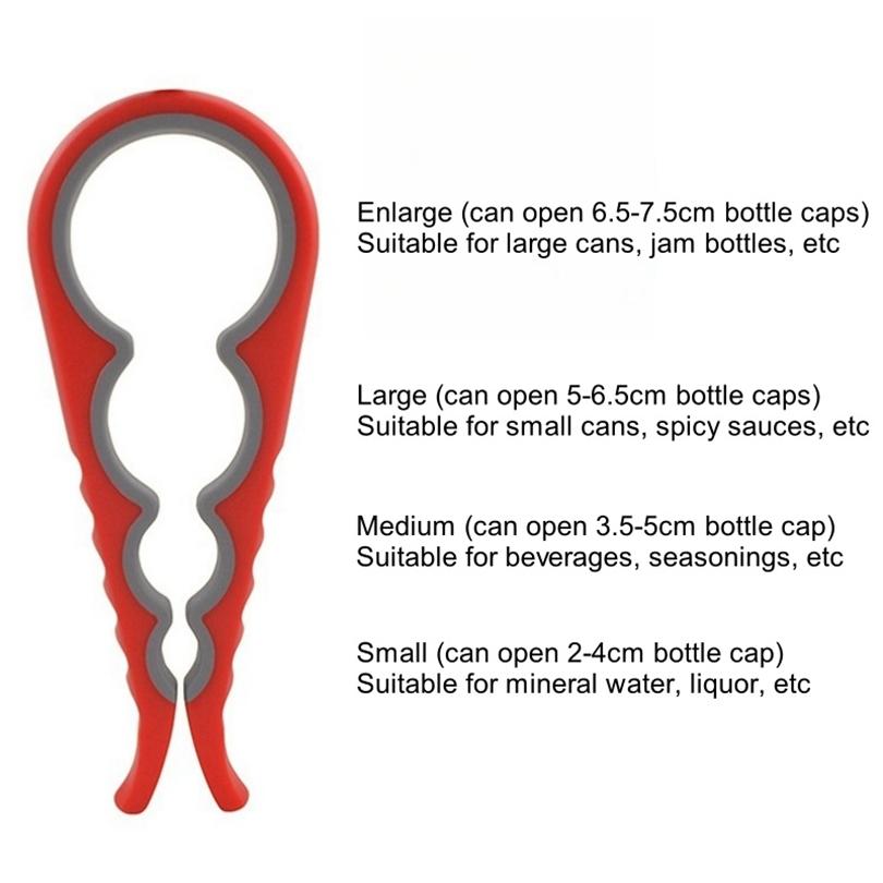Stainless Steel 5-in-1 Multifunctional Opener Kit Bottle Can Jar Non Slip Rubber Pad Ergonomic Heavy Duty Space Saving Kitchen Tool