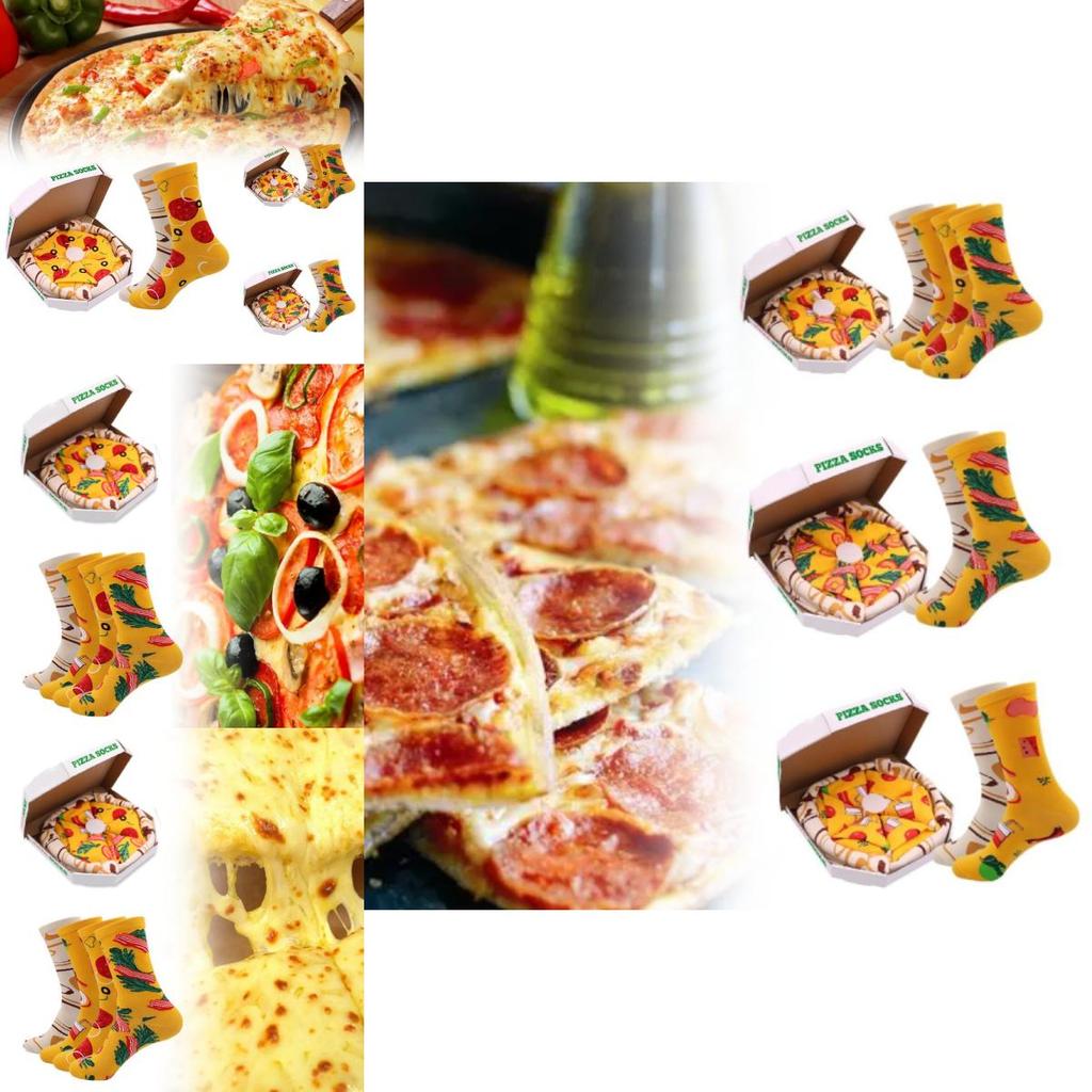 Lustige und farbenfrohe Pizza-Socken-Geschenkbox für Männer und Frauen mit kreativen Designs