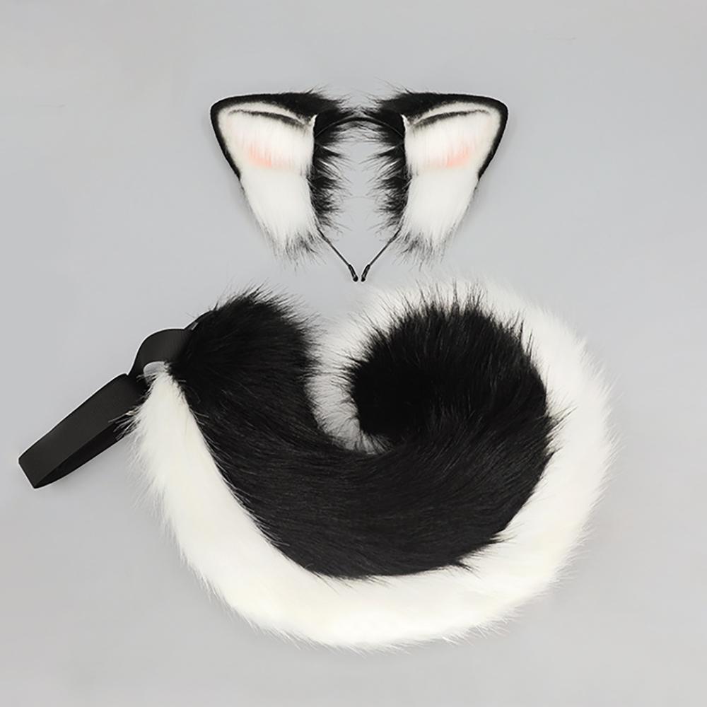 12 Styles 2Pcs/Set Furry Anime Dog Ear Headband Tail Cartoon Comic-Con Cosplay Costume Accessories Plush Animal Ears Tail