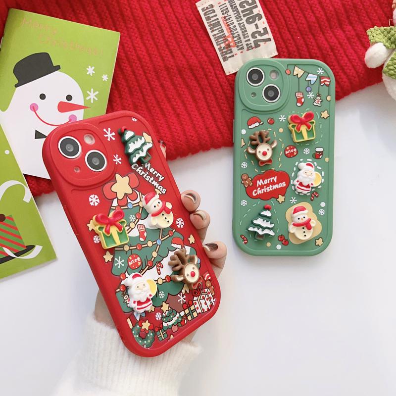 Christmas Style 3D Cartoon Santa Claus Elk Snowman Phone Case for IPhone 15 14 13 12 11 Pro Max X XR XS Max 7 8Plus 14 15 Plus Shockproof Case