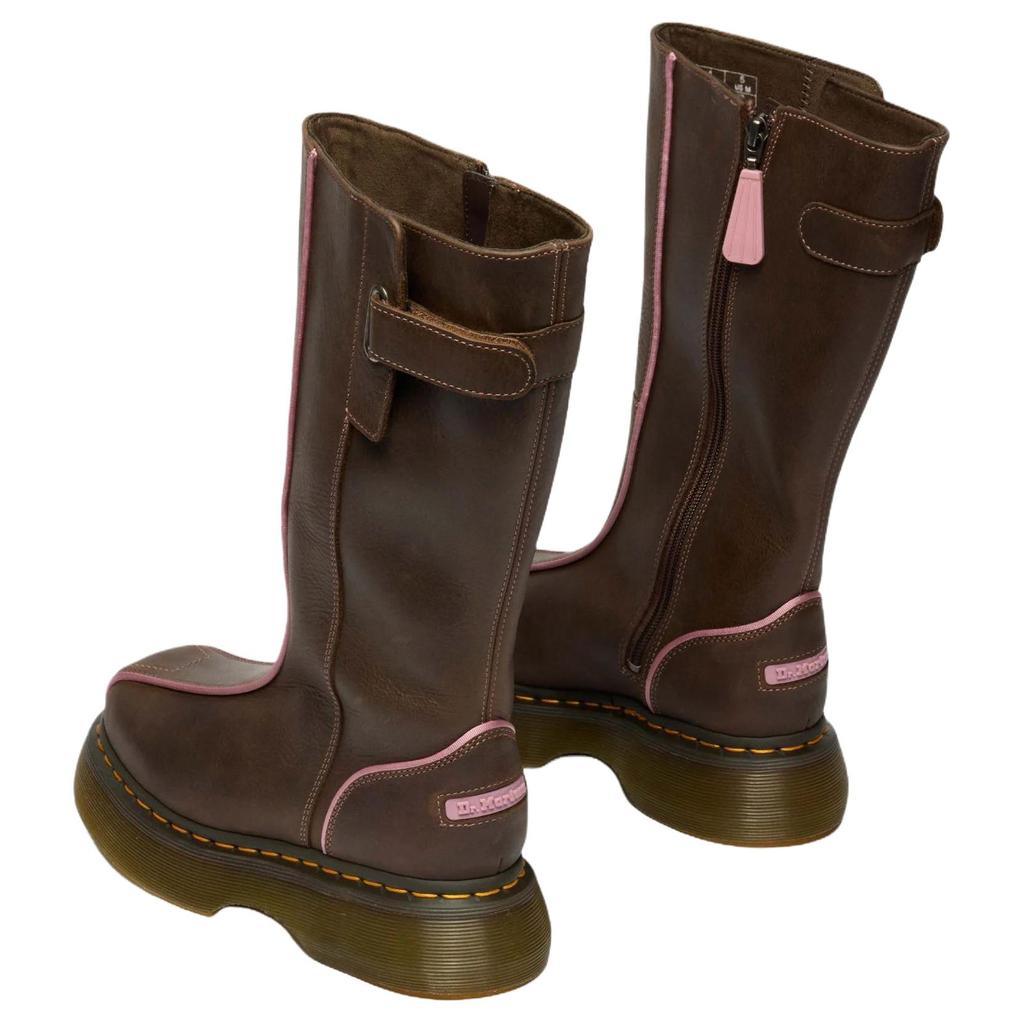 Dr. Martens Buzz Hi Leather Casual Versatile High-Top Boots 4.7cm Women boots Brown 42843200