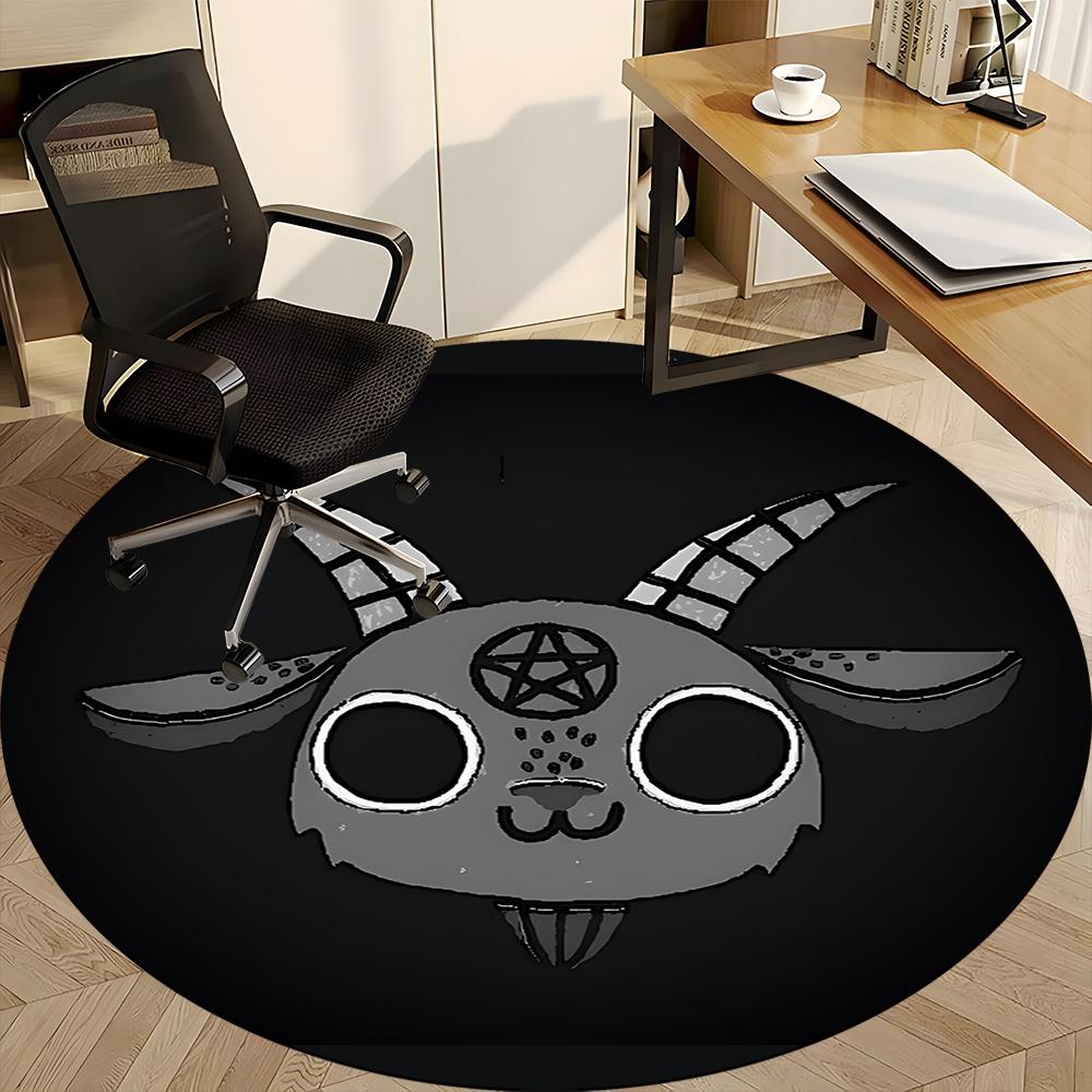 1pc Baphomet Goat Office Round Area Rug, Indoor Mat Suitable ForOffice, Under Office Chairs Bedroom Living Room Home Decor, Room Deco u24