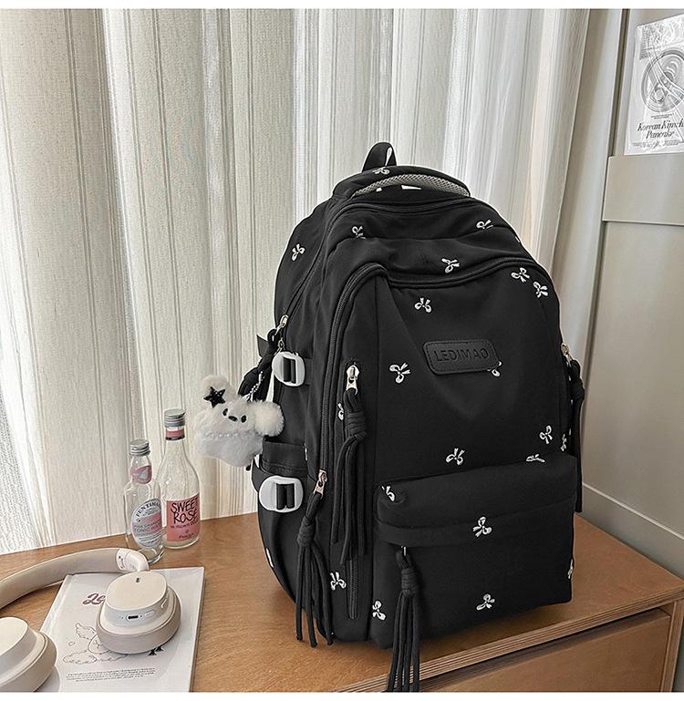 

Fashionable Large Capacity Casual Backpack with Bow, Simple and Versatile, Suitable for Middle, High School, College Students, Backpacks, Backpacks
