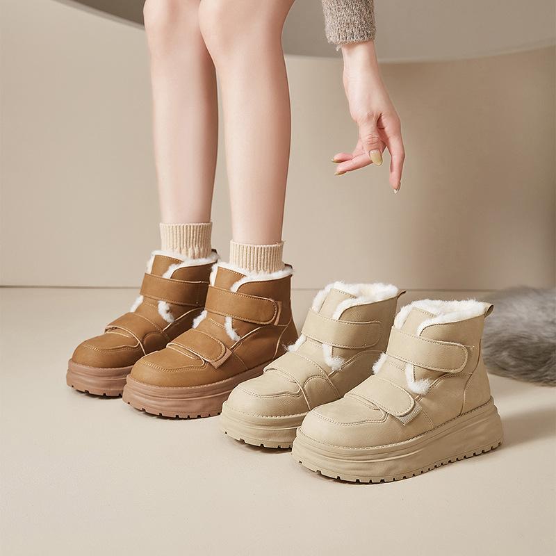 Augustine platform snow boots women's winter 2025 new velvet thickened outer wear cotton shoes short Martin boots