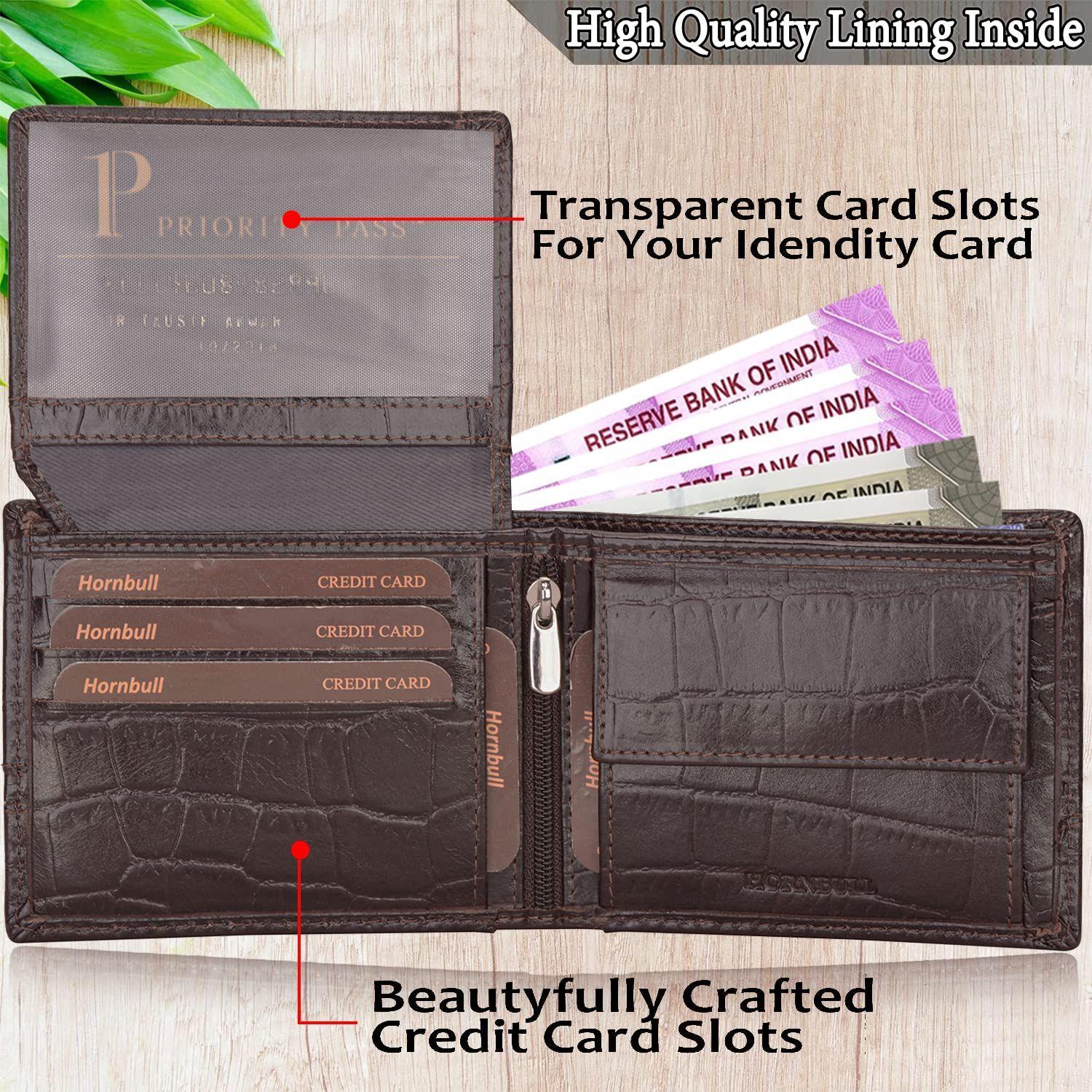 Denial Коричневый тисненый кожаный кошелек для мужчин | Кошельки мужские с блокировкой — фото 5