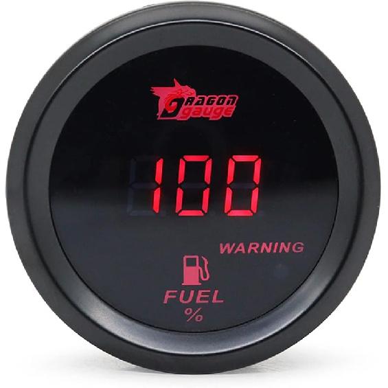 Car Instrument, Universal 2inch 52MM 52MM Digital Display Car Fuel Level Gauge 240-33 Ohms Blue Led/Red Led 12V красный