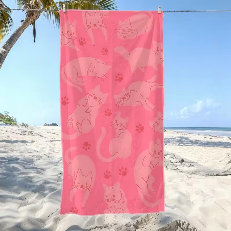 Teal Fish Skeleton Print Beach Towel Nautical Striped Fishbone Design Quick Dry Soft Absorbent Towel for Ocean Lovers