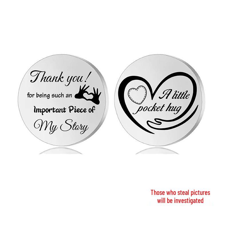 Lucky Charm Motivational Coin: Engravable Stainless Steel Couple & Family Gift Ornament.