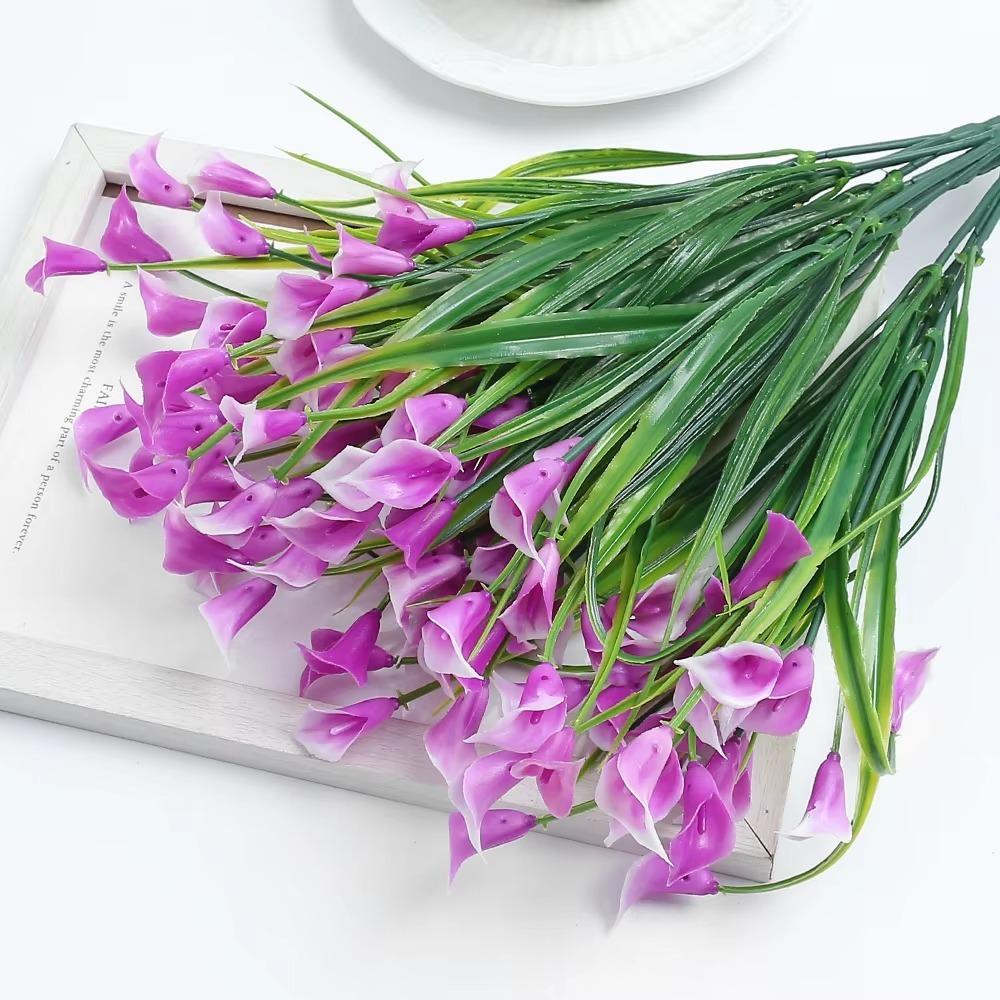 1/2/5Pcss Plastic Calla Lily Artificial Flowers UV Protection Fake Plant Indoor Decor