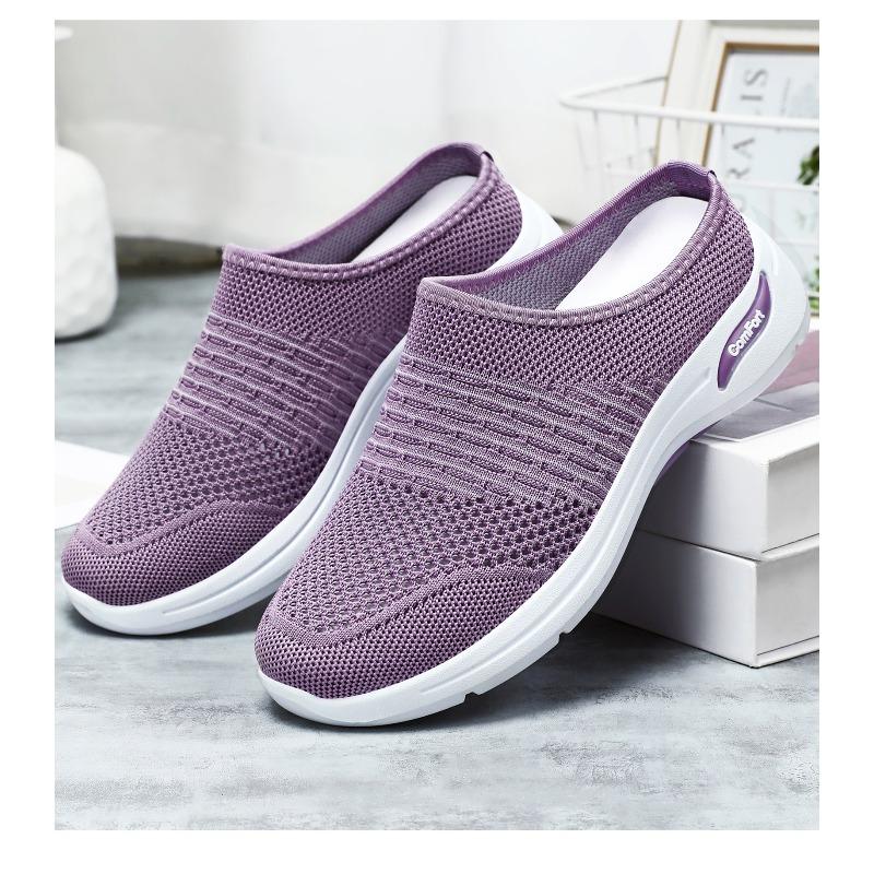 Women Closed Toe Slippers Breathable Slip On Slides Soft Sole Casual Outdoor Shoes Solid Color Versatile