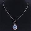 Collana Ciondolo Occhio Blu Malvagio Turco per Donne Uomini Acciaio Inossidabile Colore Argento Occhi Fortunati Amuleto Gioielli di Protezione N8022S01