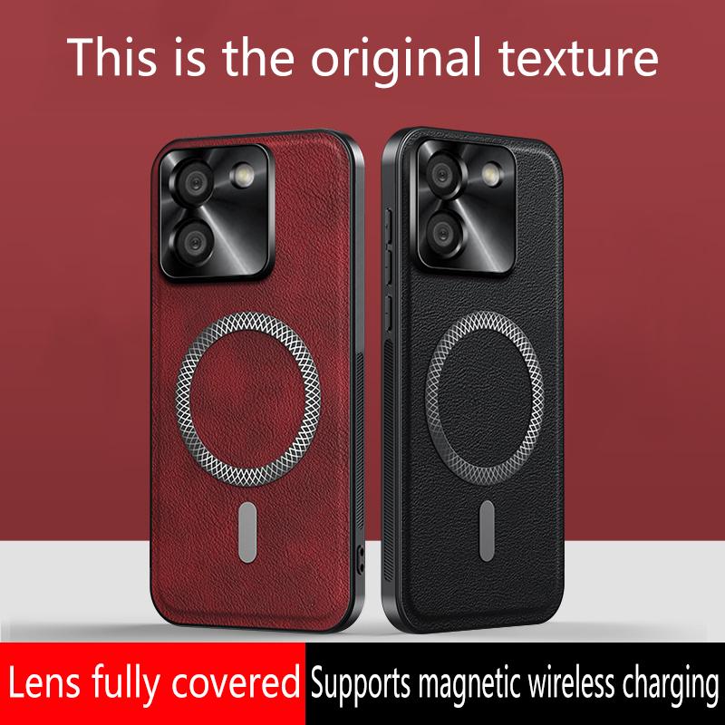 For Poco M7 Pro 5G Case Magnetic Elegant Leather Wear-Resistant Lens Fully Covered Non-Slip Grip Edge Cover Shell
