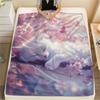 White Fox pattern Flannel Blanket, High quality Comfortable for All Seasons, Home Decor, Warmth and Comfort, Perfect for Gifts.