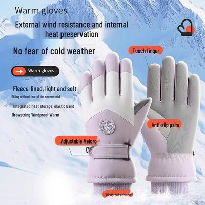 Waterproof Windproof Touchscreen Winter Gloves with Velvet Lining for Outdoor Activities