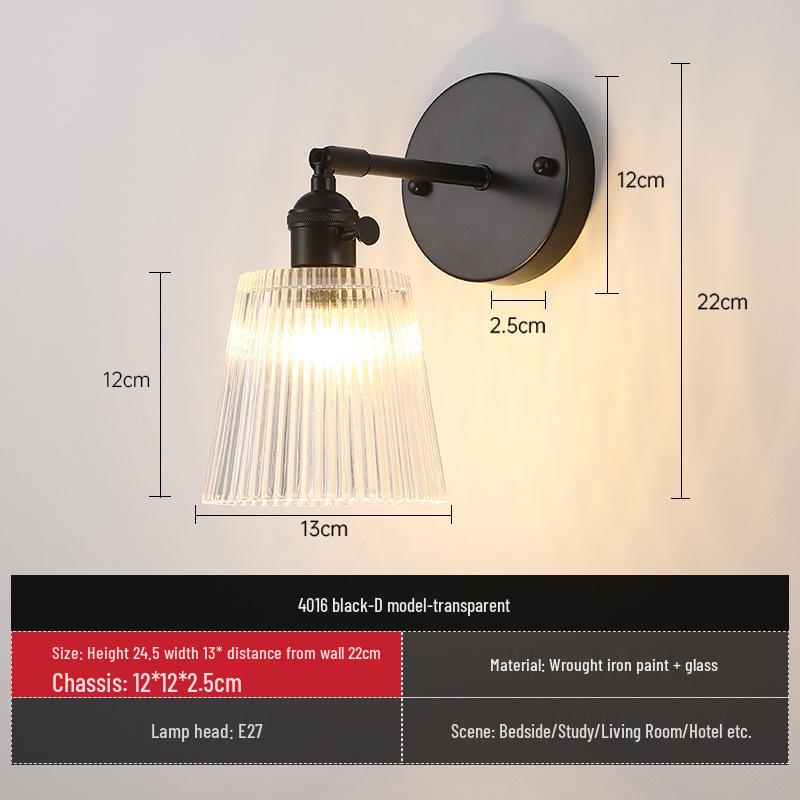 Vintage Japanische Grüne Glas Schmiedeeisen Wandleuchte - Nordische Moderne Nachttisch- & Schminktischleuchte
