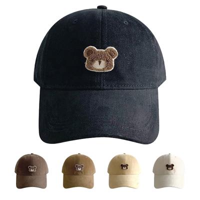 Bonés de beisebol de urso de desenho animado, boné de hip hop de cor sólida, chapéus de sol de aba larga, chapéus coreanos Harajuku, viseiras casuais, chapéus unissex da moda